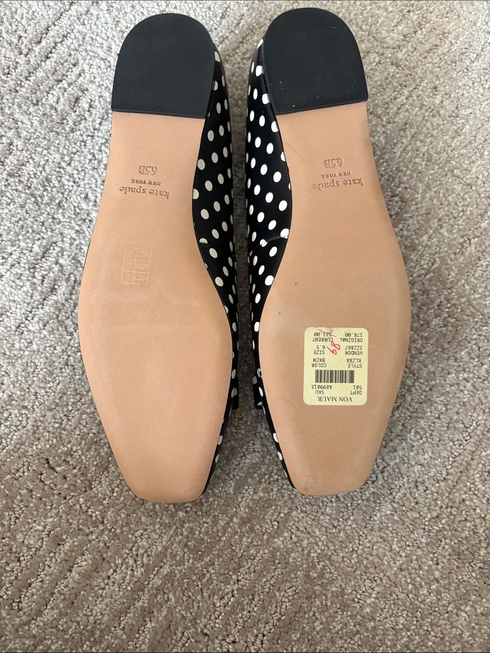 kate spade Black and White Polka Dot Bow Ballet Flats